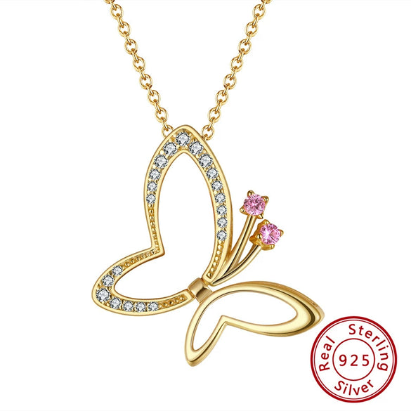 Wholesale Jewelry 925 Sterling Silver Necklace With Wings Zircon Three Dimensional Magnetic Suction Opening And Closing Geometric Style