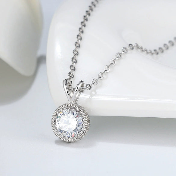 Wholesale Jewelry Sterling Silver 925 Necklace With Zircon Round Pendant Electroplating Original Design Geometric For Women