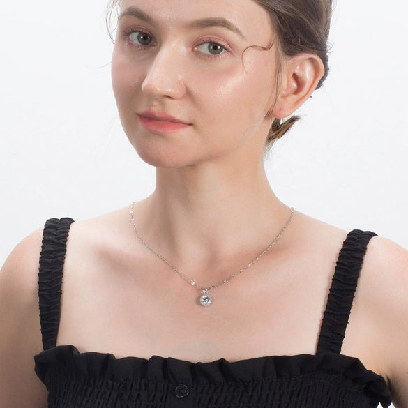 Wholesale Jewelry Sterling Silver 925 Necklace With Zircon Round Pendant Electroplating Original Design Geometric For Women