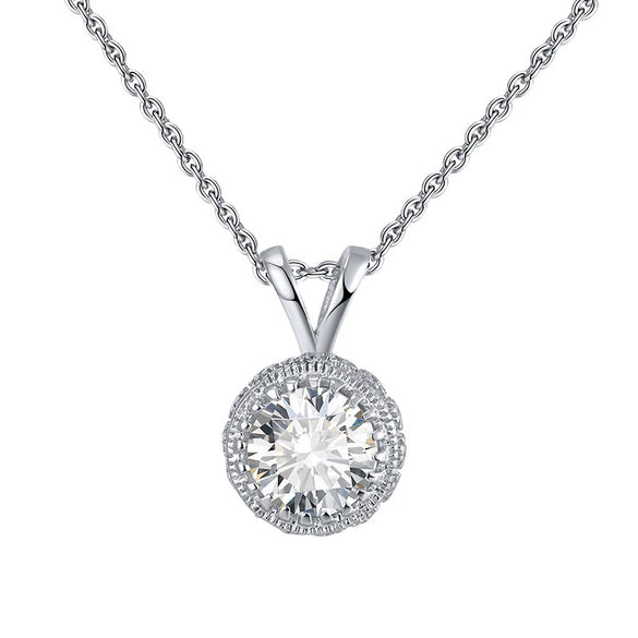 Wholesale Jewelry Sterling Silver 925 Necklace With Zircon Round Pendant Electroplating Original Design Geometric For Women