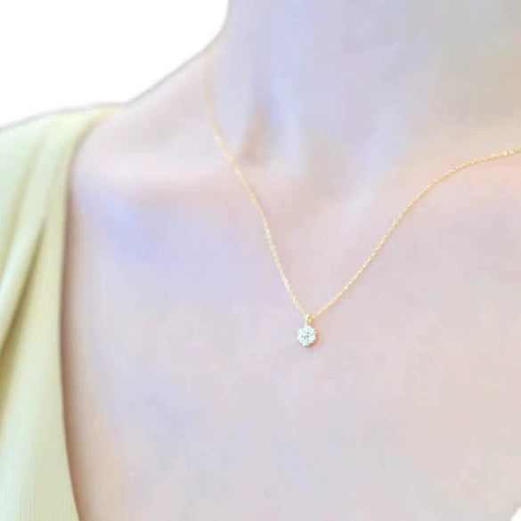 Wholesale Jewelry 925 Sterling Silver Petal Pendant O Shaped Chain 14K Gold Plated Fresh Flower Design