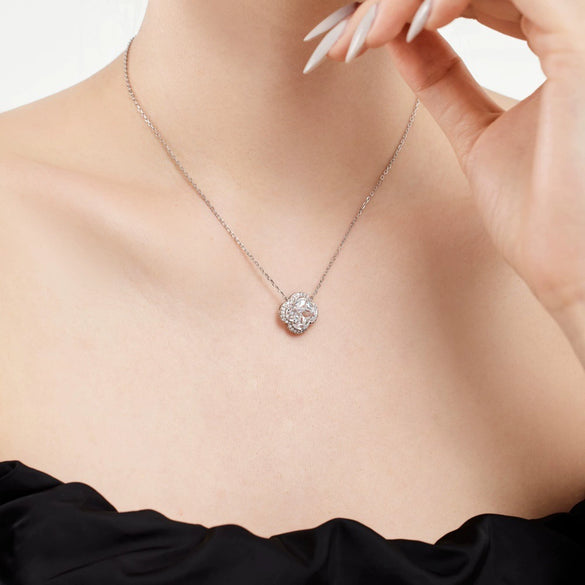 Wholesale Jewelry 925 Sterling Silver Plant Flowers Four Leaf Clover Stylish Electroplated Women's Ring Earrings Necklace