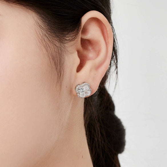 Wholesale Jewelry 925 Sterling Silver Plant Flowers Four Leaf Clover Stylish Electroplated Women's Ring Earrings Necklace