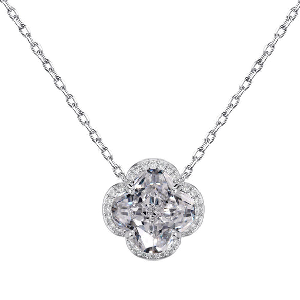 Wholesale Jewelry 925 Sterling Silver Plant Flowers Four Leaf Clover Stylish Electroplated Women's Ring Earrings Necklace