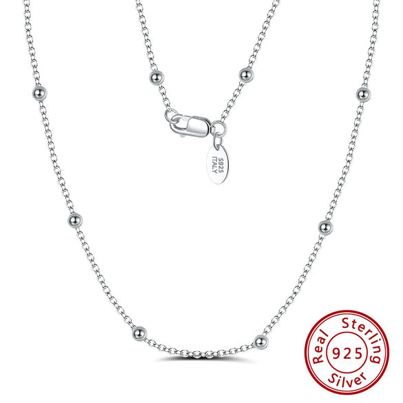 Wholesale Jewelry Sterling Silver Round Bead Clavicle Chain Cross Chain Geometric Style Electroplated