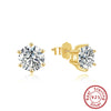 Wholesale Jewelry 925 Sterling Silver Six Claw Earrings With Platinum Diamond Electroplated Geometric Style