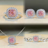 Wholesale Jewelry 925 Sterling Silver Square Pattern Electroplated Pink Diamond Ice Flower Cut Raydian Cut Zircon High Carbon Diamond Women's Necklace Pendant Earrings Ring Set