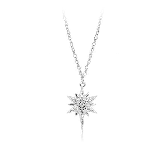 Wholesale Jewelry 925 Sterling Silver Star Inlaid Zircon Pendant Necklace
