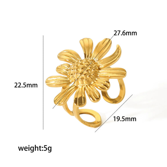 Wholesale Jewelry Sunflower Stainless Steel 18K Gold Plated