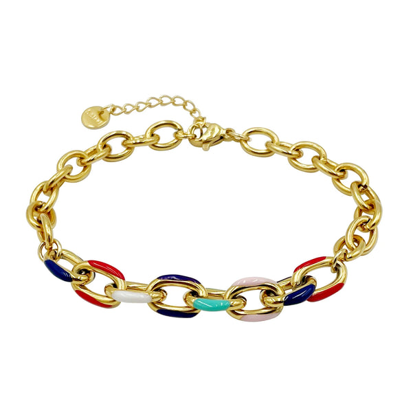 Wholesale Jewelry Sweet And Cool Style Geometric Stainless Steel Goldplated Bracelet