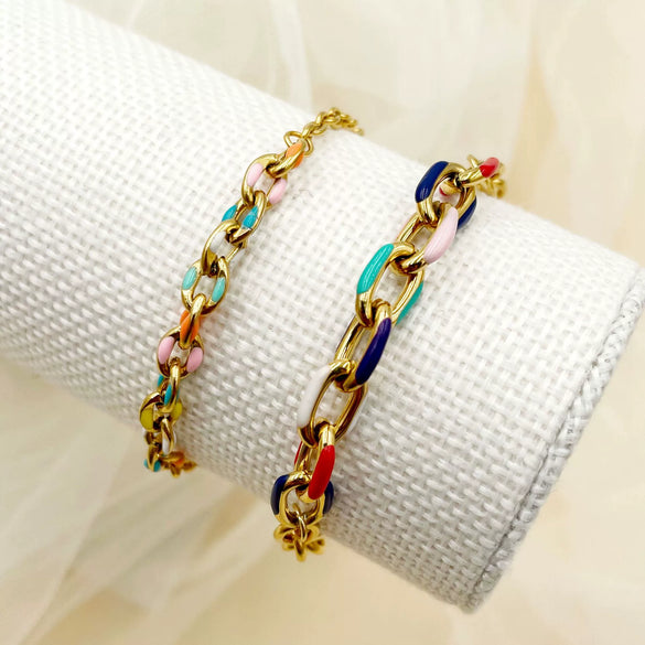 Wholesale Jewelry Sweet And Cool Style Geometric Stainless Steel Goldplated Bracelet