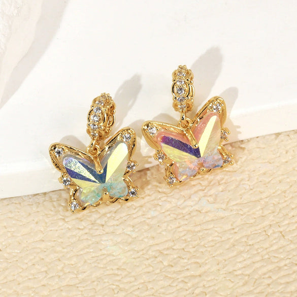 Wholesale Jewelry Sweet Animal Style Copper Electroplated Butterfly Pendant Necklace Earrings Bracelet Accessories