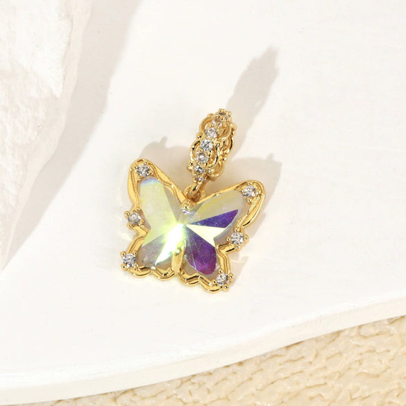Wholesale Jewelry Sweet Animal Style Copper Electroplated Butterfly Pendant Necklace Earrings Bracelet Accessories