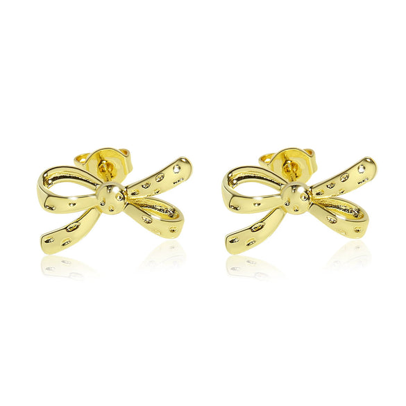 Wholesale Jewelry Sweet Bow Copper Electroplated Earrings