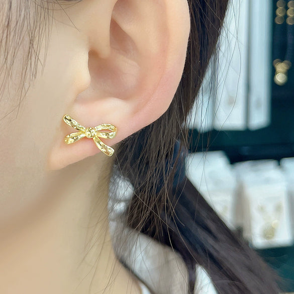 Wholesale Jewelry Sweet Bow Copper Electroplated Earrings