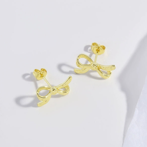 Wholesale Jewelry Sweet Bow Copper Electroplated Earrings