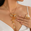 Wholesale Jewelry Sweet Cool Ginkgo Leaf Tassel Three Dimensional Flower Necklace For Women Copper Snake Bone Chain