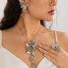 Wholesale Jewelry Sweet Cool Ginkgo Leaf Tassel Three Dimensional Flower Necklace For Women Copper Snake Bone Chain