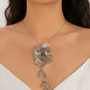 Wholesale Jewelry Sweet Cool Ginkgo Leaf Tassel Three Dimensional Flower Necklace For Women Copper Snake Bone Chain