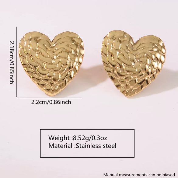 Wholesale Jewelry Sweet Cool Style Stainless Steel Peach Heart Earrings Electroplated