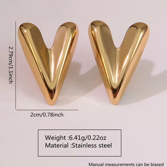 Wholesale Jewelry Sweet Cool Style Stainless Steel Peach Heart Earrings Electroplated