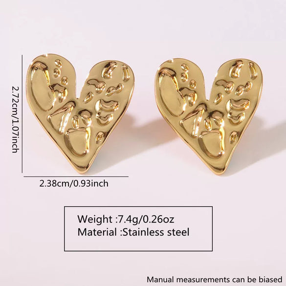 Wholesale Jewelry Sweet Cool Style Stainless Steel Peach Heart Earrings Electroplated