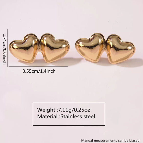 Wholesale Jewelry Sweet Cool Style Stainless Steel Peach Heart Earrings Electroplated