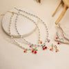 Wholesale Jewelry Sweet Fruit Style Copper Inlaid With Pearls Round Bead Earrings And Necklace