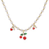 Wholesale Jewelry Sweet Fruit Style Copper Inlaid With Pearls Round Bead Earrings And Necklace