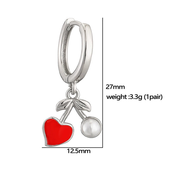 Wholesale Jewelry Sweet Fruit Style Copper Inlaid With Pearls Round Bead Earrings And Necklace