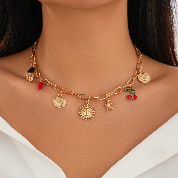 Wholesale Jewelry Sweet Geometric Alloy Clavicle Chain With Strawberry Pattern For Women