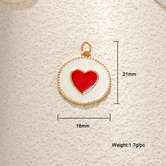 Wholesale Jewelry Sweet Heartshaped Copper Dripping Oil Handmade Necklace Pendant Accessories