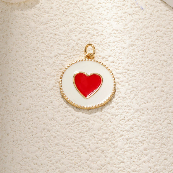 Wholesale Jewelry Sweet Heartshaped Copper Dripping Oil Handmade Necklace Pendant Accessories