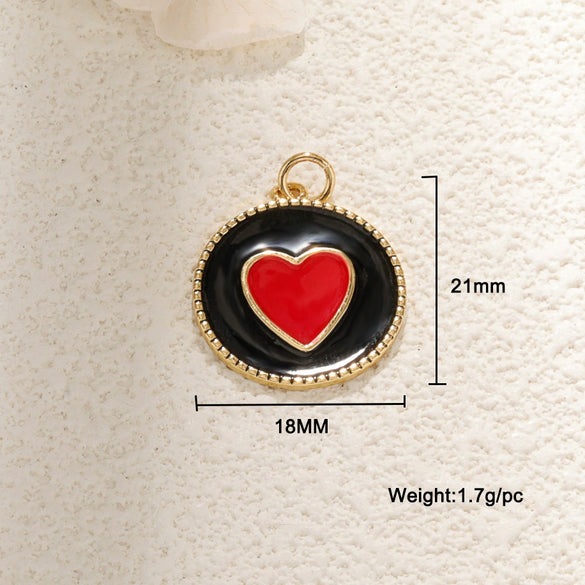 Wholesale Jewelry Sweet Heartshaped Copper Dripping Oil Handmade Necklace Pendant Accessories
