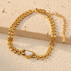 Wholesale Jewelry Sweet Simple Style Round Heart Shape 304 Stainless Steel Shell 18K Gold Plated Round Plating Bracelets Necklace