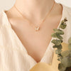 Wholesale Jewelry Sweet Style Butterfly White Seashell 316L Stainless Steel Electroplated Necklace Earrings Set For Women