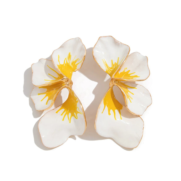 Wholesale Jewelry Sweet Style Flower Shape Alloy Dripping Oil Electroplated Earrings For Women
