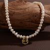 Wholesale Jewelry Sweet Style Geometric Sterling Silver 925 Zircon And Natural Freshwater Pearl Pendant Necklace For Women