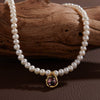 Wholesale Jewelry Sweet Style Geometric Sterling Silver 925 Zircon And Natural Freshwater Pearl Pendant Necklace For Women