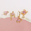 Wholesale Jewelry Sweet Style Heart Shape Brass Diamond Earrings Set For Women
