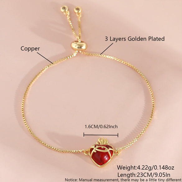Wholesale Jewelry Sweet Style Heart Shape Copper And Glass Electroplated Love Bracelet