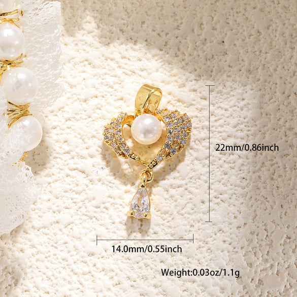 Wholesale Jewelry Sweet Style Heartshaped Copper Dripping Oil Gold Plated Pendant Necklace Handmade Accessories