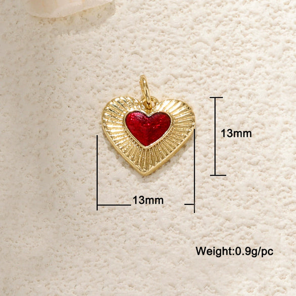 Wholesale Jewelry Sweet Style Heartshaped Copper Dripping Oil Gold Plated Pendant Necklace Handmade Accessories