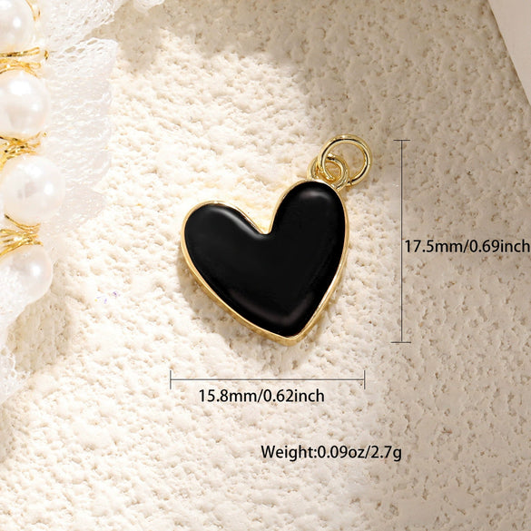 Wholesale Jewelry Sweet Style Heartshaped Copper Dripping Oil Gold Plated Pendant Necklace Handmade Accessories
