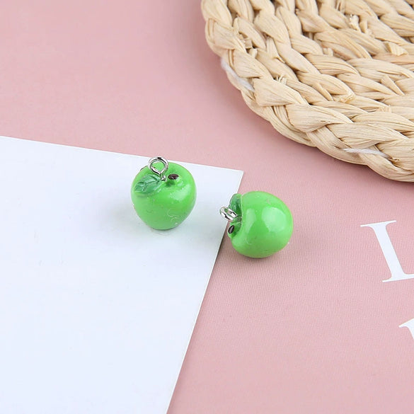 Wholesale Jewelry Sweet Style Plastic Resin Fruit Strawberry Apple Pineapple Grape Lemon Pendant Dripping Glue Handmade