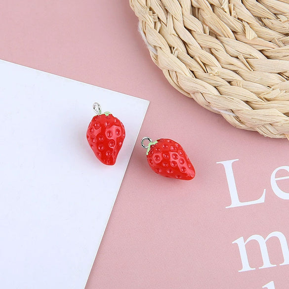 Wholesale Jewelry Sweet Style Plastic Resin Fruit Strawberry Apple Pineapple Grape Lemon Pendant Dripping Glue Handmade