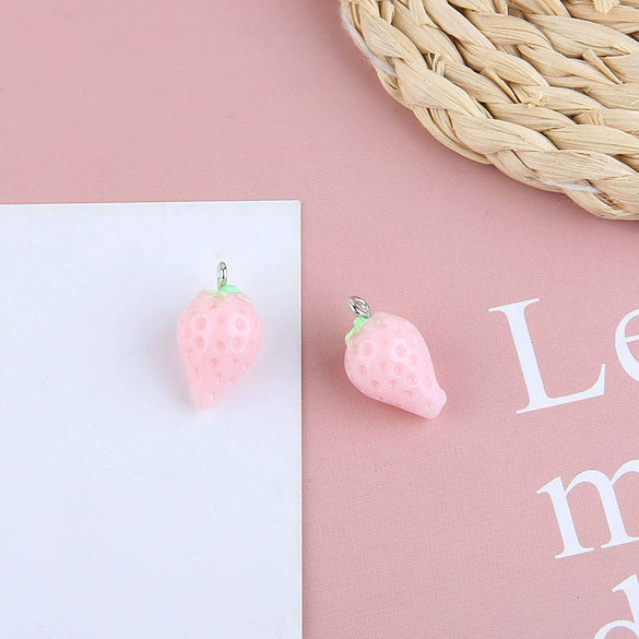 Wholesale Jewelry Sweet Style Plastic Resin Fruit Strawberry Apple Pineapple Grape Lemon Pendant Dripping Glue Handmade