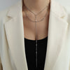 Wholesale Jewelry Tassel Double Side Chain 316L Stainless Steel 18K Gold Electroplated Geometric Collarbone Necklace