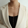 Wholesale Jewelry Tassel Double Side Chain 316L Stainless Steel 18K Gold Electroplated Geometric Collarbone Necklace