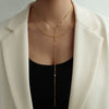 Wholesale Jewelry Tassel Double Side Chain 316L Stainless Steel 18K Gold Electroplated Geometric Collarbone Necklace